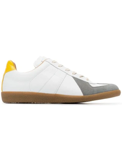 Shop Maison Margiela White And Grey Replica Leather Sneakers