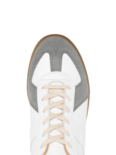 Shop Maison Margiela White And Grey Replica Leather Sneakers