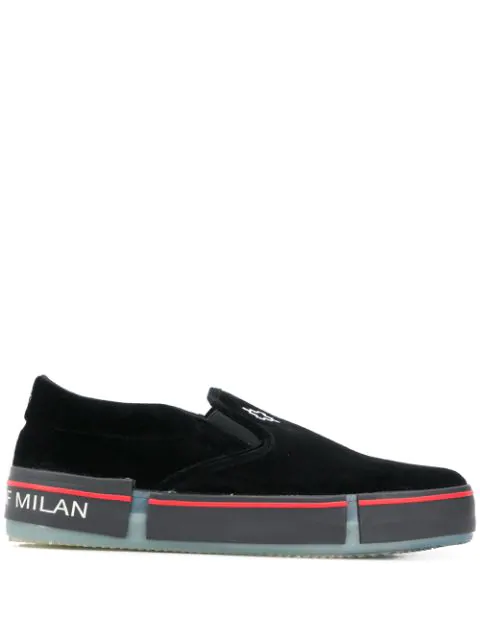Marcelo Burlon County Of Milan Marcelo Burlon Cross Vulcanised Slip-sneaker  In Black | ModeSens