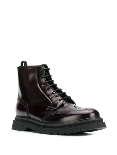 PRADA BROGUE DETAIL BOOTS - 黑色