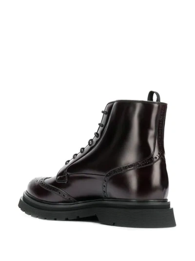 Shop Prada Brogue Detail Boots In Black