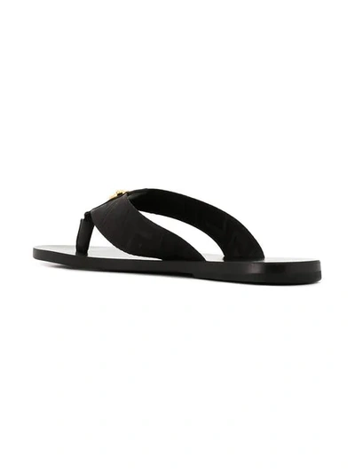 Shop Versace Greca Flip Flops In Black