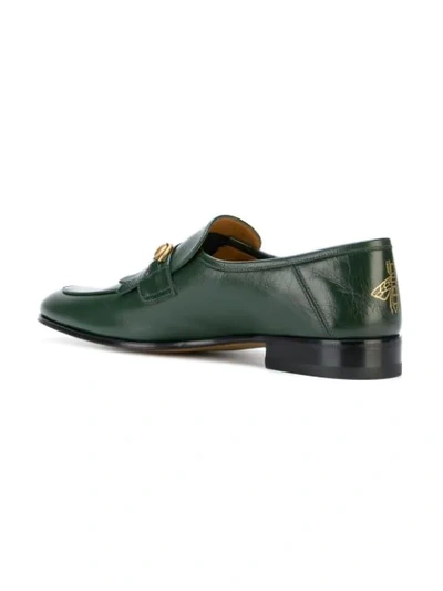 Shop Gucci Leather Fringe Horsebit Loafers In Green
