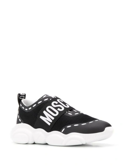 Shop Moschino Logo Strap Sneakers In Black