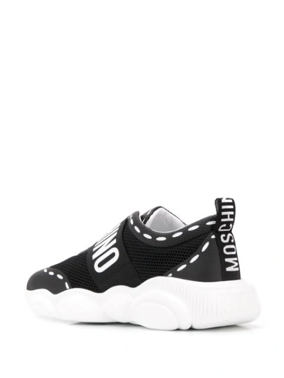 Shop Moschino Logo Strap Sneakers In Black