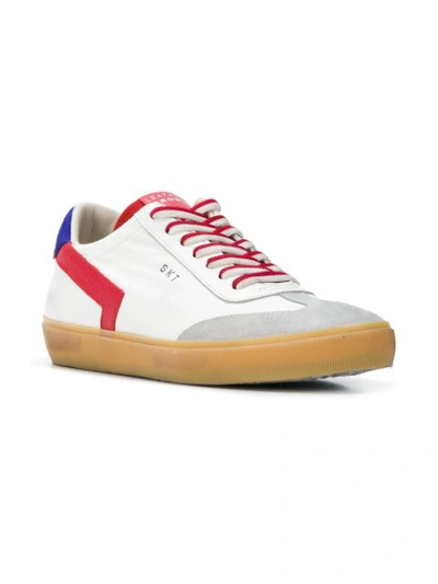 Shop Leather Crown Contrast Lace-up Sneakers In White