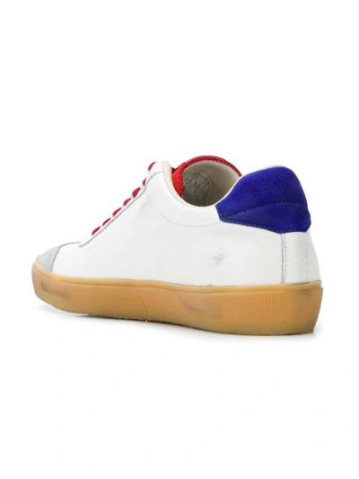 Shop Leather Crown Contrast Lace-up Sneakers In White