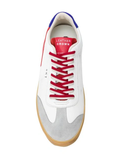 Shop Leather Crown Contrast Lace-up Sneakers In White