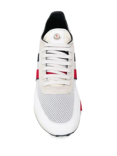 Shop Moncler Mesh Panelled Sneakers In 002 White