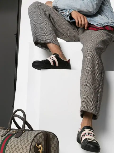 ace sneaker with gucci stripe black