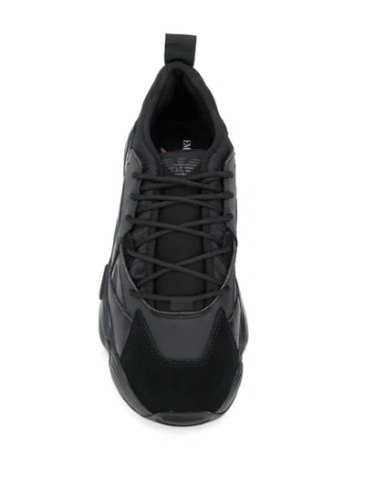 Shop Emporio Armani Logo Low-top Sneakers In Black