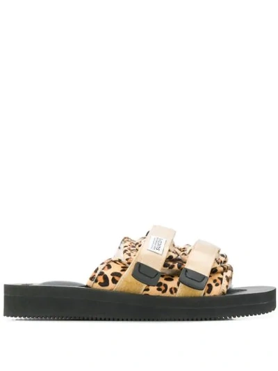 Shop Suicoke Leopard Sandals In Brown