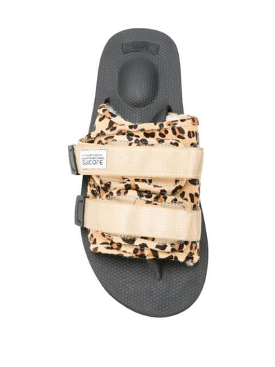 Shop Suicoke Leopard Sandals In Brown