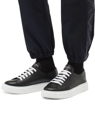 Shop Prada Platform Low-top Sneakers In Black