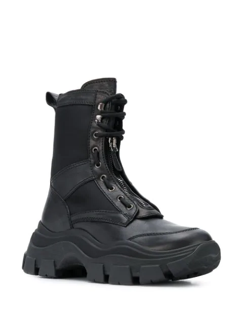 Prada Chunky Sole Combat Boots In Black | ModeSens