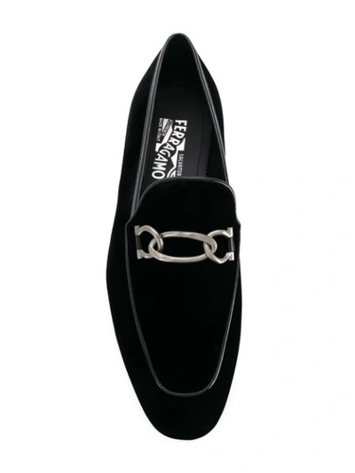 Shop Ferragamo Gancini Chain Loafers In Black