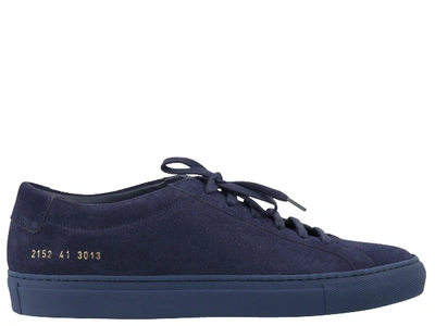 Shop Common Projects Original Achilles Low In Suede Sneakers In Navy