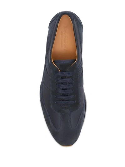Shop Burberry Neoprene Panel Suede Lace-up Shoes In Blue