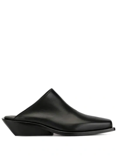 Shop Ann Demeulemeester Square Toe Slippers In Black