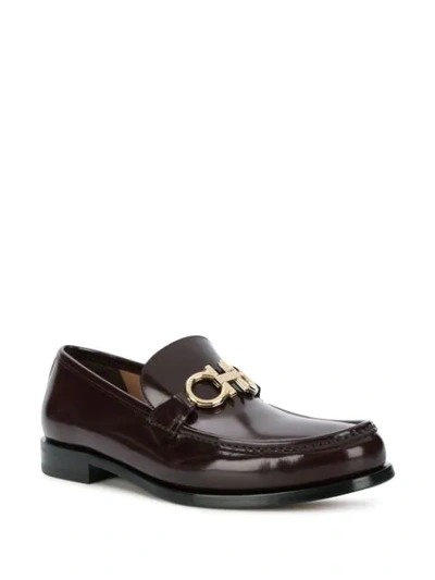 Shop Ferragamo Gancini Bit Loafers In Brown