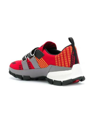 Shop Prada Touch-strap Fastening Sneakers In Red