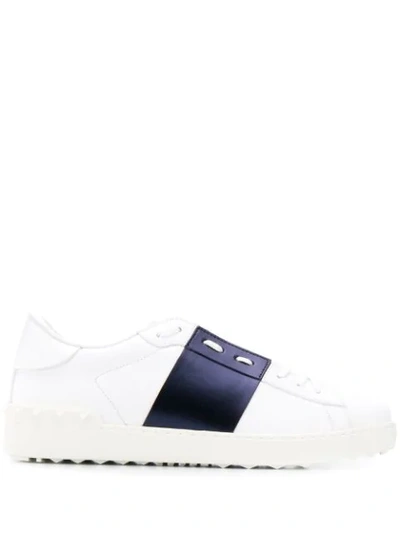 Shop Valentino Rockstud Low-top Colour-block Sneakers In White