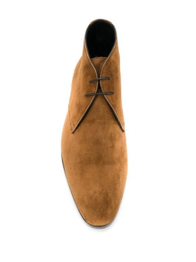 Shop Saint Laurent Wyatt Lace-up Boots In Brown