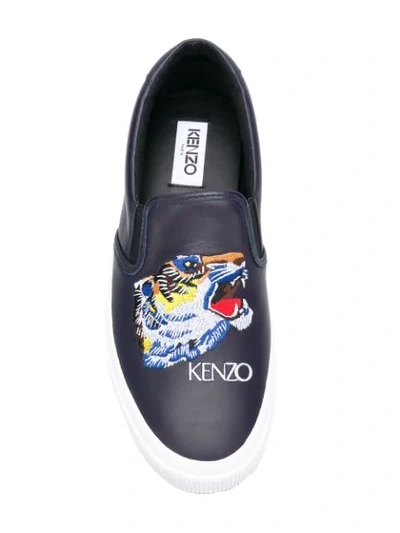 Shop Kenzo Tiger Head Slip In Blue