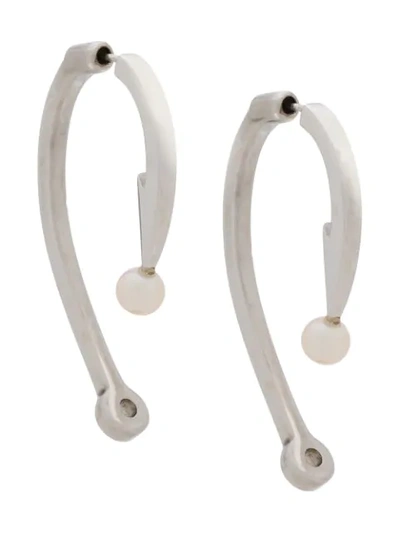 Shop Alan Crocetti Curved Pearl Earring In Silver