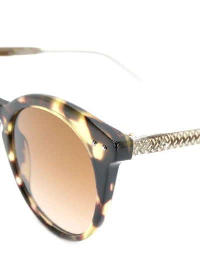 Shop Bottega Veneta Eyewear Round Frame Sunglasses - Brown