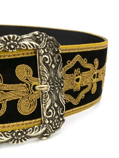 Shop Etro Brocade Embroidered Belt In Black