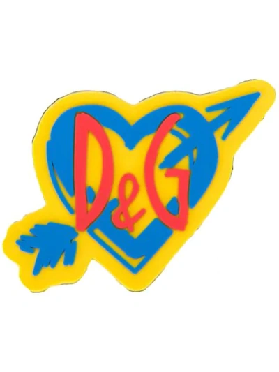 Shop Dolce & Gabbana Heart Logo Sorrento Dgpatch In Yellow