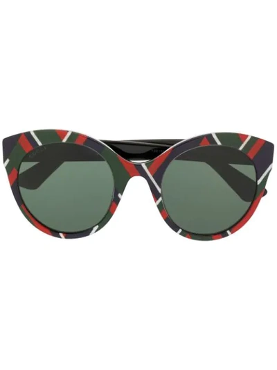 Shop Gucci Geometric Print Sunglasses In 绿色