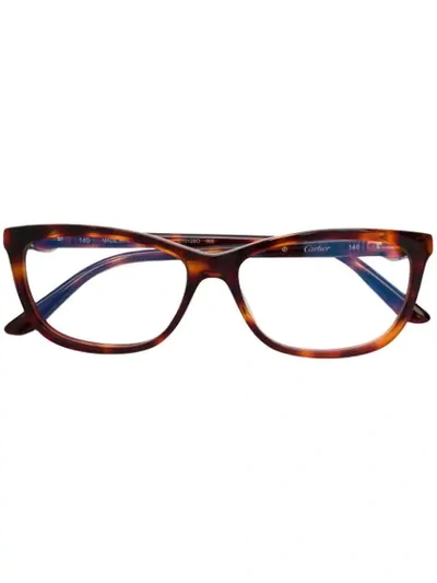 Shop Cartier Square Frame Glasses - Brown