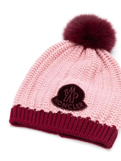 Shop Moncler Knitted Beanie In Pink