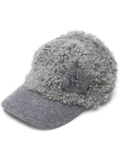 Shop Lorena Antoniazzi Shearling Cap - Grey