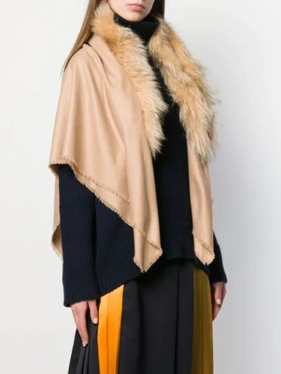 Shop Agnona Faux Fur Lined Cape In Neutrals