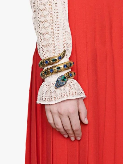 Shop Gucci Wrap-around Snake Bracelet In Gold