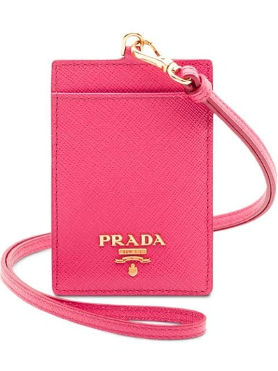 Shop Prada Logo-plaque Badge Holder In Pink