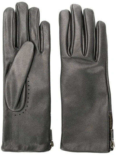 Shop Filippa K Filippa-k Side Zipped Gloves - Grey