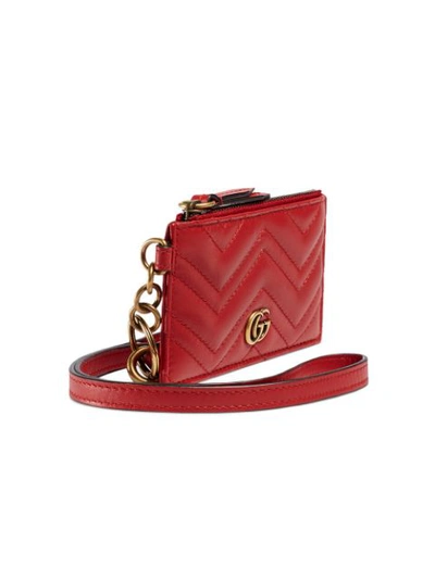 Shop Gucci Gg Marmont Card Case In Red