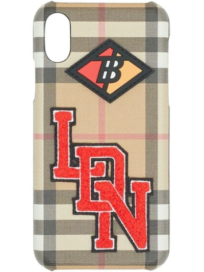 Shop Burberry Logo Graphic Vintage Check Iphone X/xs Case In Neutrals