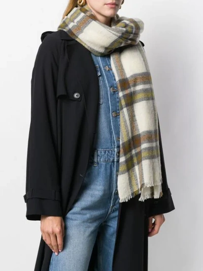 Shop Isabel Marant Check Print Scarf In Neutrals