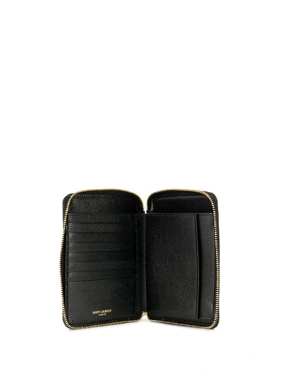 Shop Saint Laurent Monogram Plaque Wallet In Black