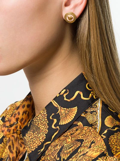 Shop Versace Medusa Tribute Stud Earrings In Gold