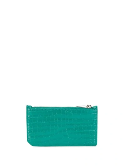 Shop Saint Laurent Logo Zipped Card Holder In Green