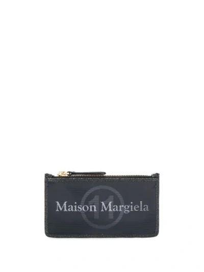 Shop Maison Margiela Logo Print Purse In Black