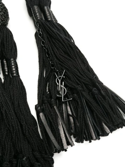 Shop Saint Laurent Tassel Knot Belt In Black