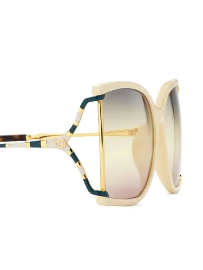 Shop Gucci Oversized Sunglasses In Neutrals
