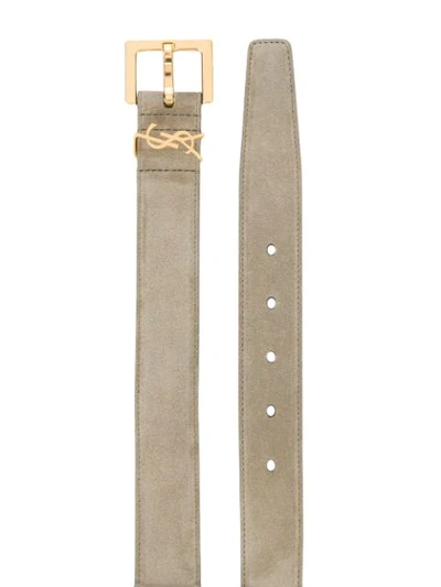 Shop Saint Laurent Big Monogram Belt In Neutrals